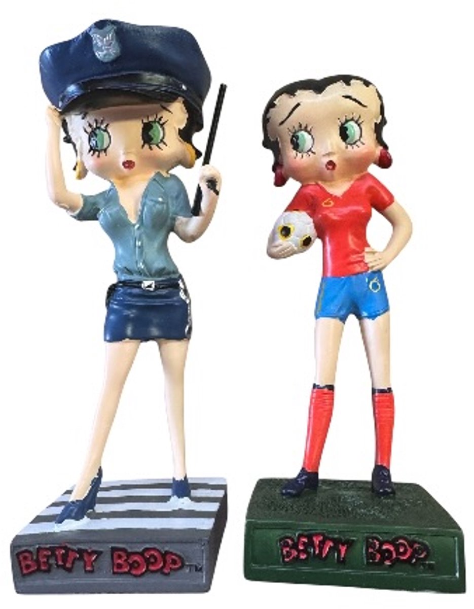Betty Boop verzamelfiguurtjes - beeldjes kunsthars - Politie en voetballer - 12 cm