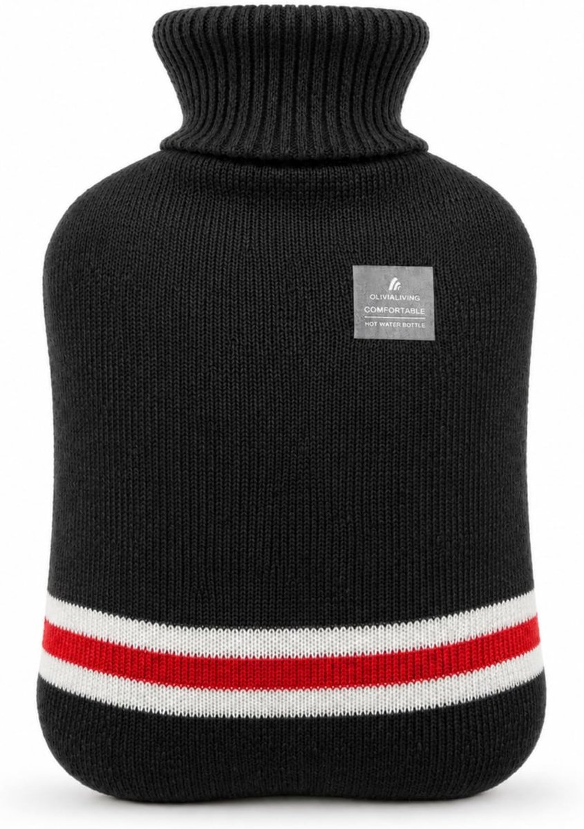 SnelShoppen - Hot Water Bottle 2 L - Klassieke Gestreepte Cover - Warmwaterkruik voor Menstruatiepijn, Nek- en Schouderpijn, Warm en Koud Therapie, Ha