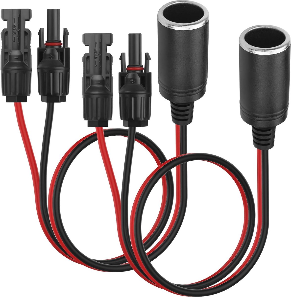 SnelShoppen - 2x Zonne-Connector naar 12V-24V Sigarettenaansteker Adapterkabel, 14AWG Puur Koper, 50cm, Ideaal voor Kamperen, Outdoor, Powerstation