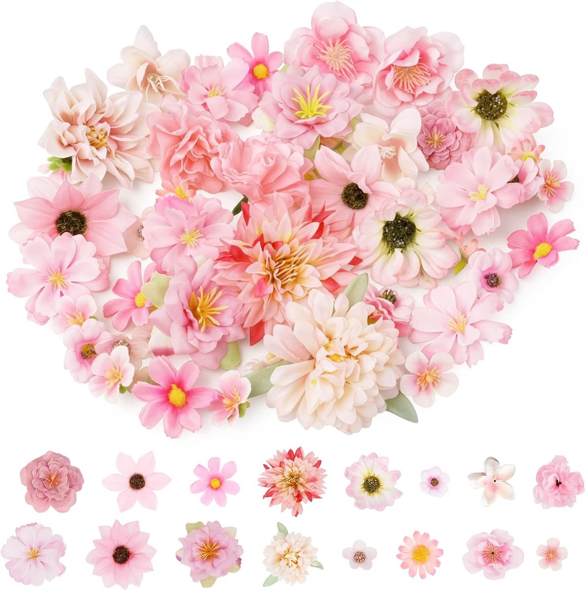 SnelShoppen - Set met 56 Kunstbloemen voor Volwassenen, Weerbestendige Mini-Bloemen, Perfect voor Balkon, Tuin, Feestdecoratie, Doe-Het-Zelf Projecten