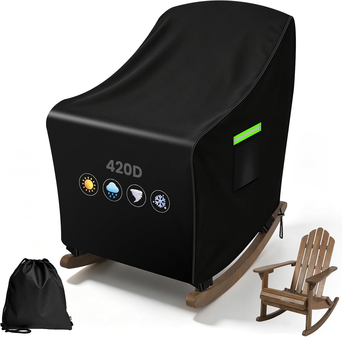Tuinstoelhoes, 420D Oxford 82 x 87 x 97 cm (b x d x h), beschermhoes voor Adirondack schommelstoel, waterdicht - ShopVlot
