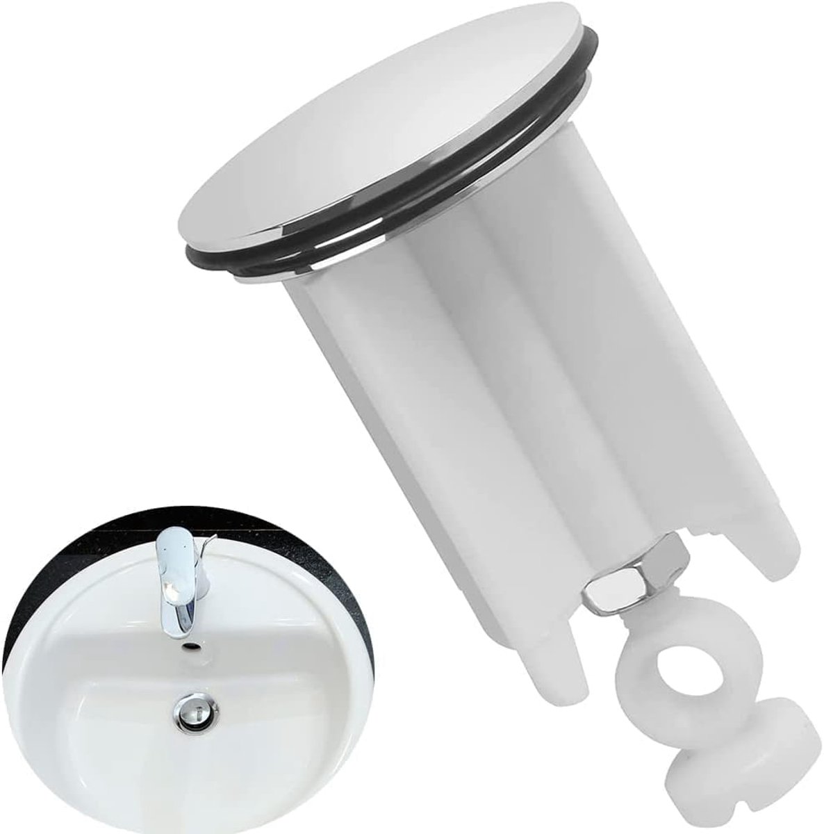 1 Piece Drain Stopper, Universal Basin Stop 40 mm, Brass Drain Stop with Rubber, Sink Stop, for Bathroom Sink and - ShopVlot