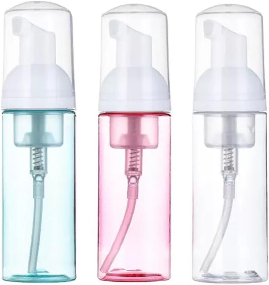 Pack of 3 foam bottles for on the go, 60 ml, refillable, made of transparent plastic, ideal for soap, shampoo and face - ShopVlot