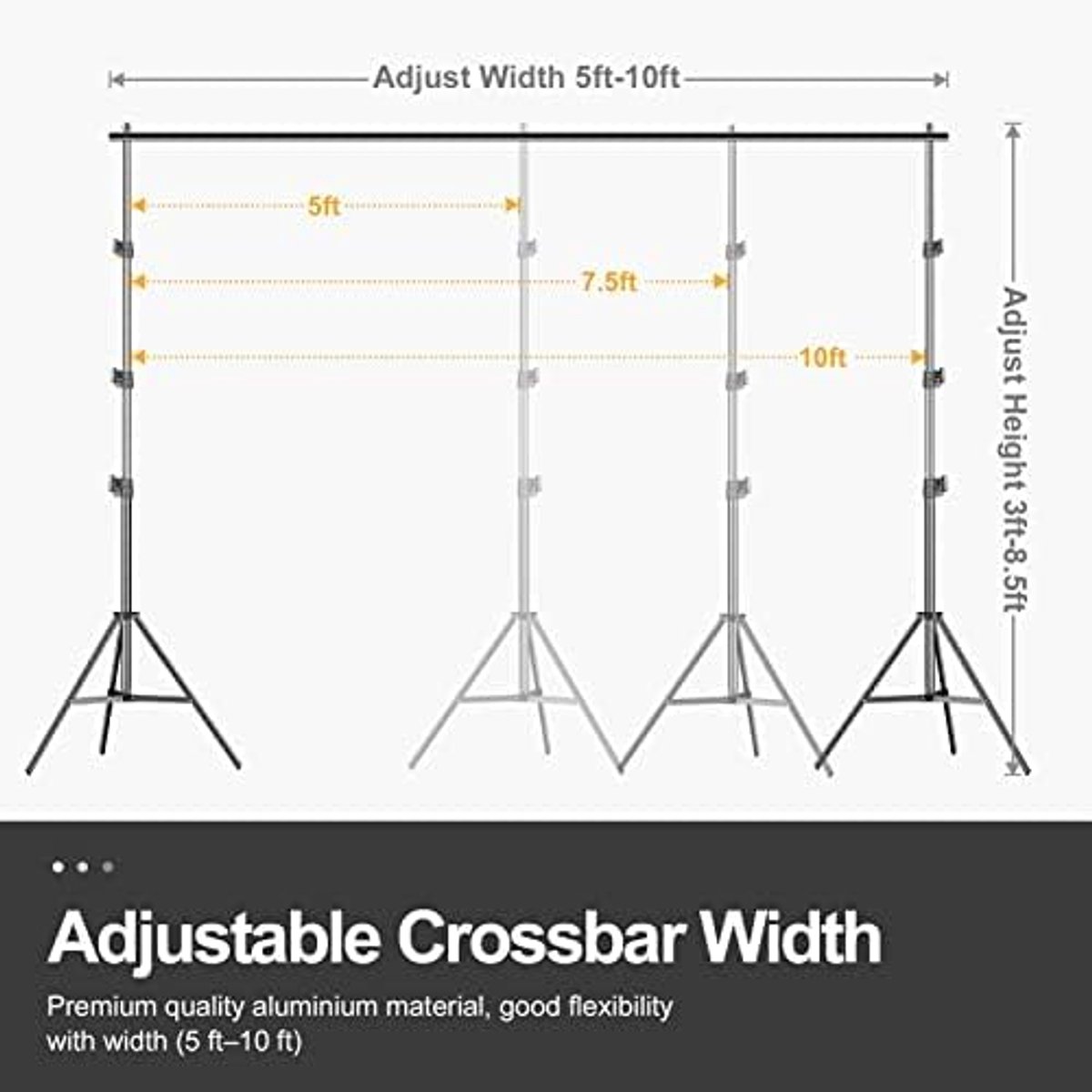 EMART Photo Background Stand 2.6 x 3 m, Adjustable Background System Set - ShopVlot