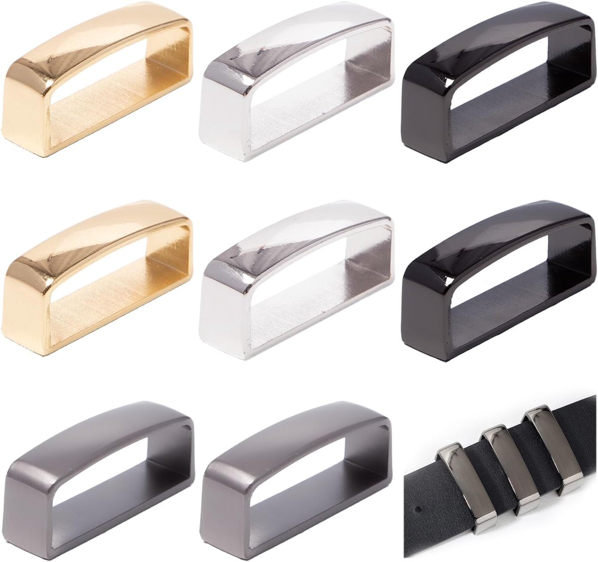 8pcs Belt Loops 40mm Belt Loop for Men Rectangular Zinc Alloy Belt Loop Metal Roller Buckles in 4 Colors for Belt - ShopVlot