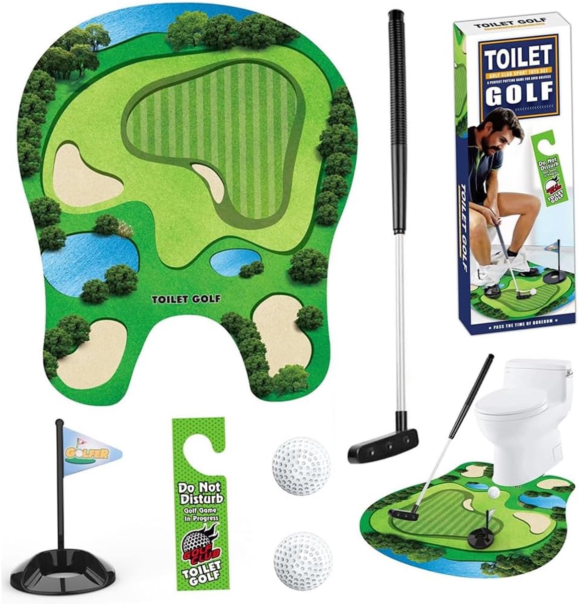Toiletgolfspel, grappige golfcadeaus voor mannen, minigolfset om te oefenen, golfspelletjes voor toilet/badkamer - ShopVlot