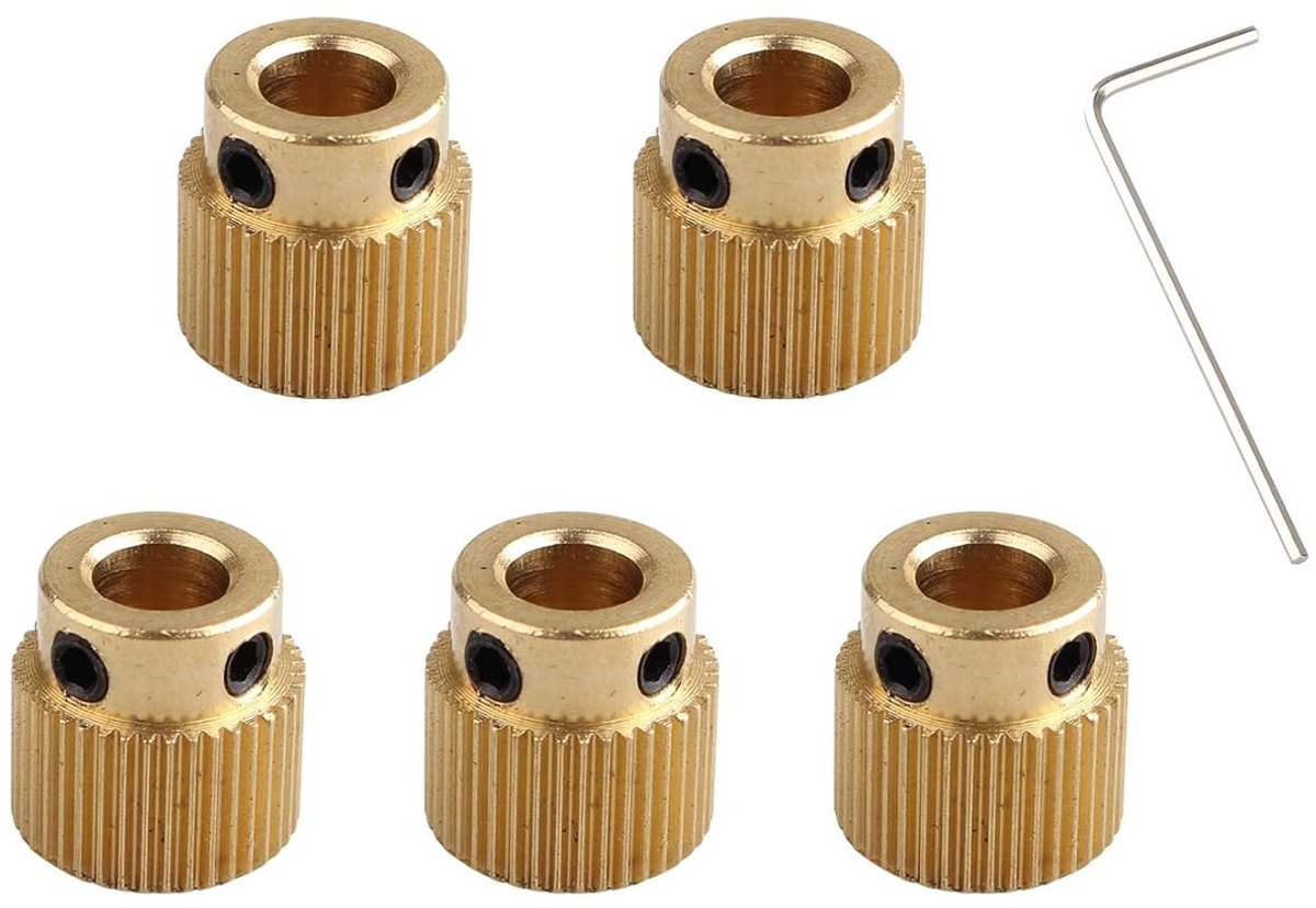 3D printer extruder gear wielen 5 stuks - messing - 40 tanden - verbetert printkwaliteit - ShopVlot