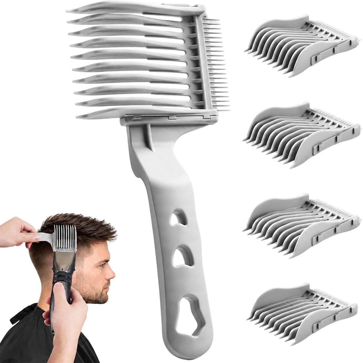 Haarknipkam 4-in-1 Set - Verwijderbare Fade Kam - Ideaal voor Thuisgebruik - Bespaar op Kapsalonbezoeken - ShopVlot
