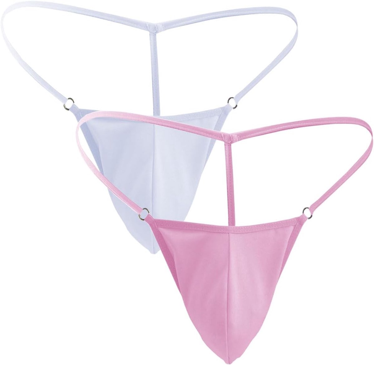 Ondergoed mannen sexy thong set van 2 - lage taille - roze + wit - comfortabel en trendy - ShopVlot