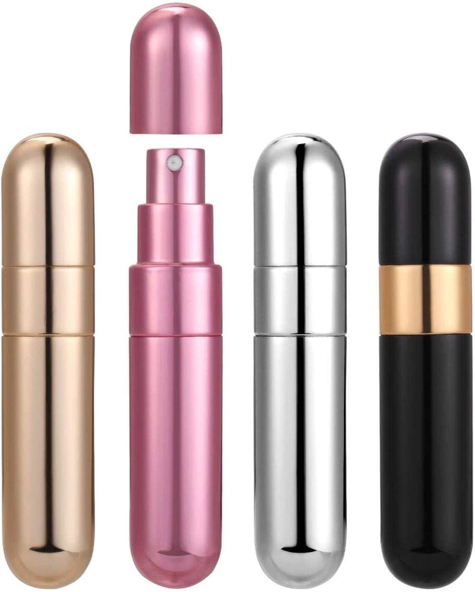 Sprayflessen set van 4 - 10ml refillbare parfumatomizers - kleurrijke aluminium flessen - ideaal voor reizen - ShopVlot