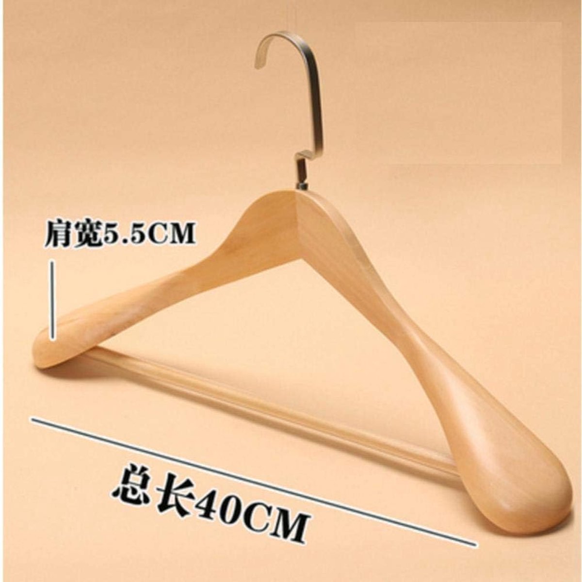 Kledinghanger 40cm - Vintage Houten Hanger - Breed Schouderdesign - Ruimtebesparend voor Jassen - ShopVlot