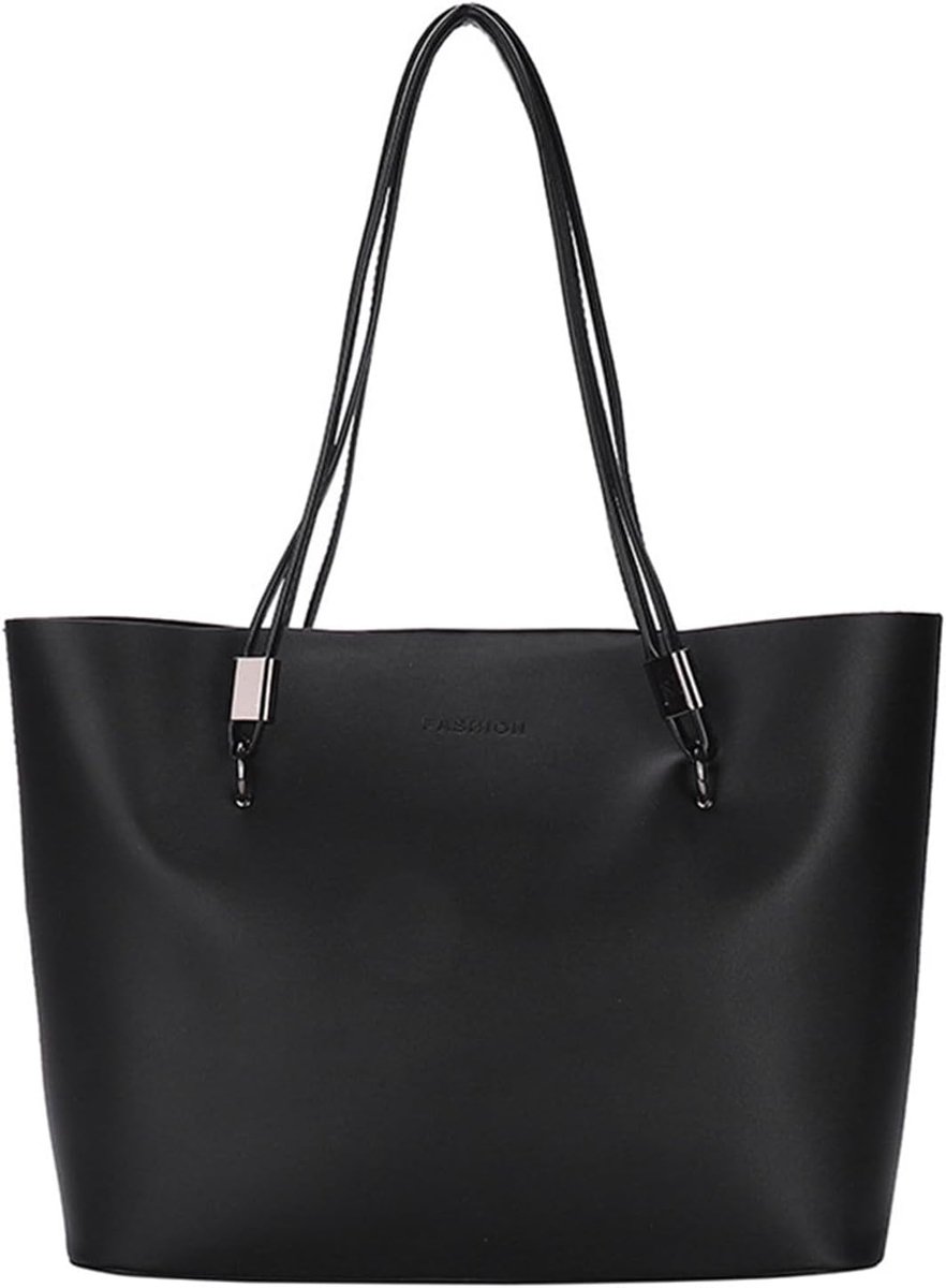 Dameshandtas, Elegante Shopper Bag - Klassieke Schoudertas - Zwart - Ideaal voor dagelijks gebruik - ShopVlot