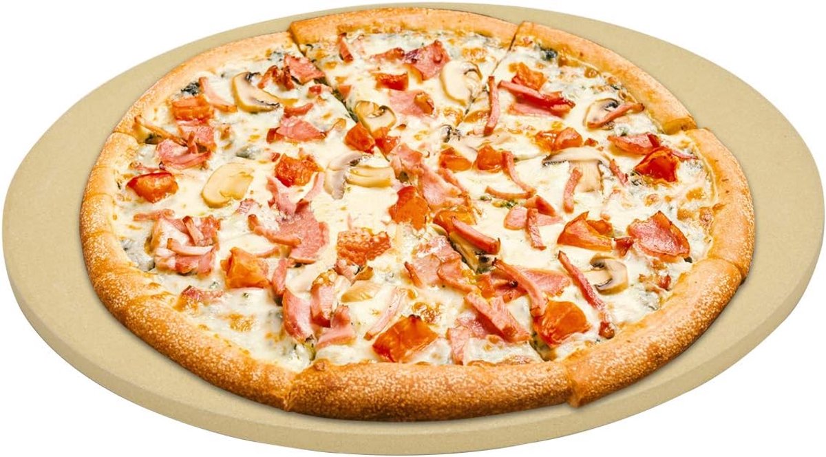Pizza steen 38 cm - ronde cordieriet - hittebestendig tot 1200°C - perfect voor zelfgemaakte pizza - ShopVlot