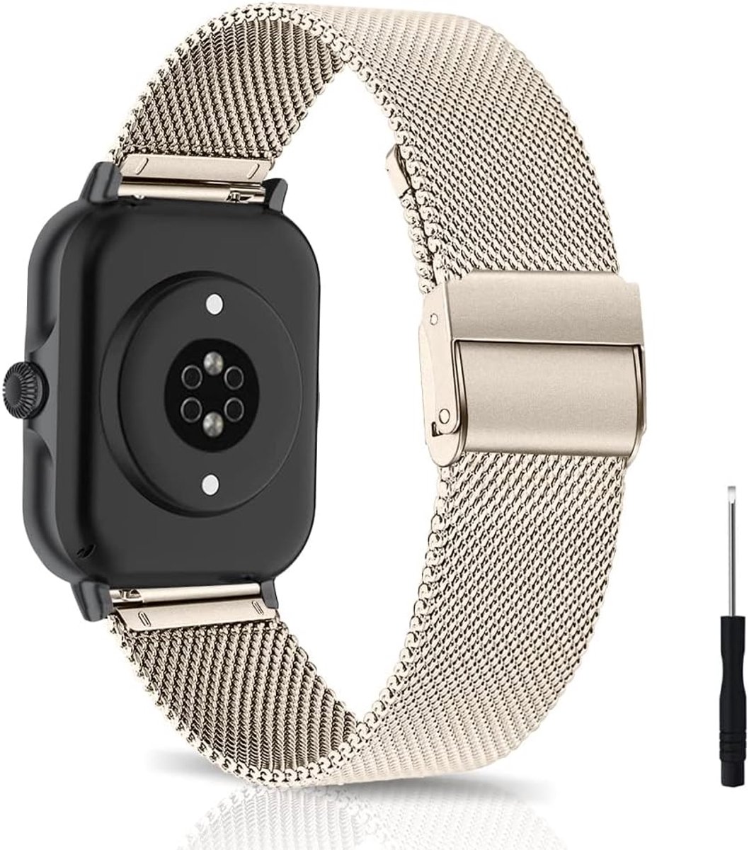 Stalen Horlogeband 20mm - Compatibel met Amazfit GTS/GTS 2/GTS 3/Bip 3 - Verstelbaar en Duurzaam - ShopVlot