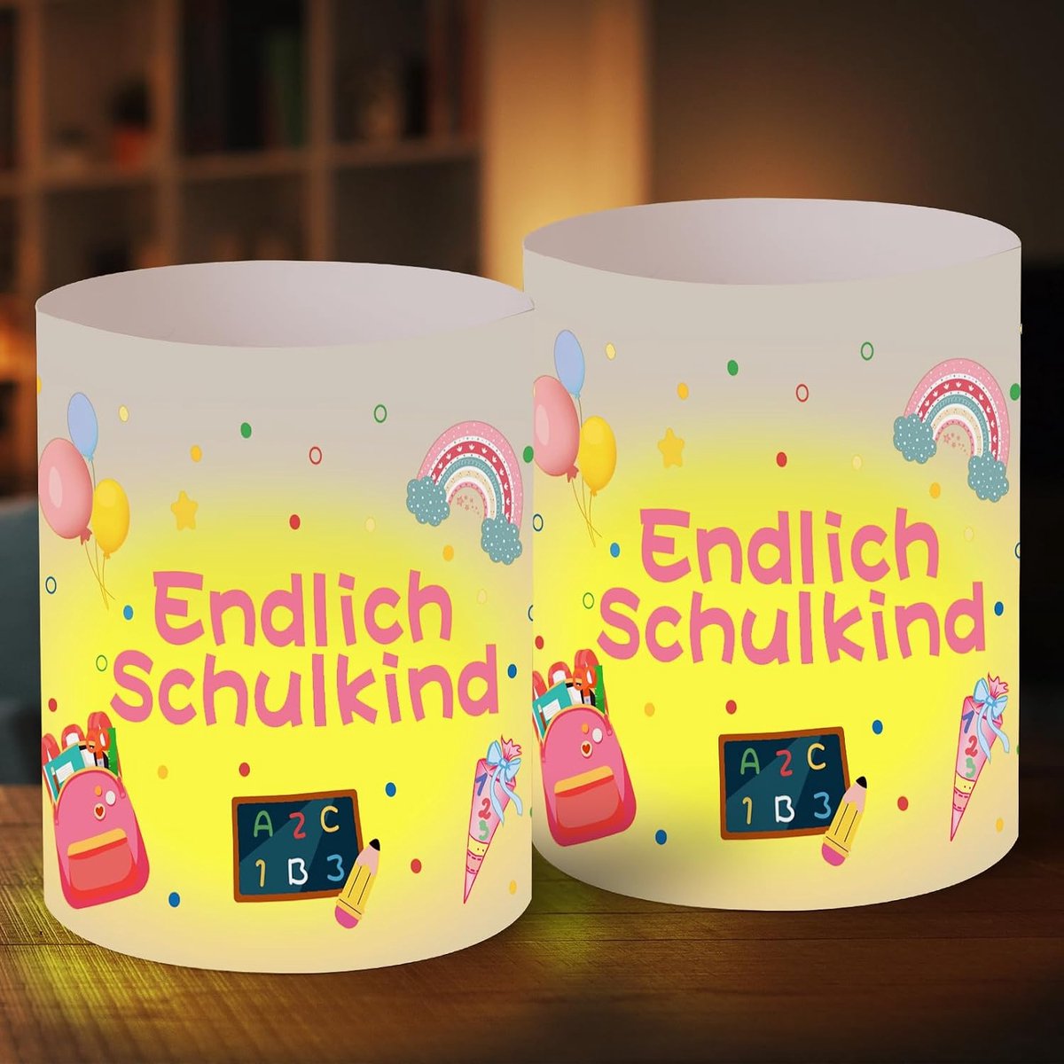 Windlicht tafeldecoratie 12 stuks - eerste schooldag meisjes - vrolijke lantaarns - sfeervolle decoratie - ShopVlot