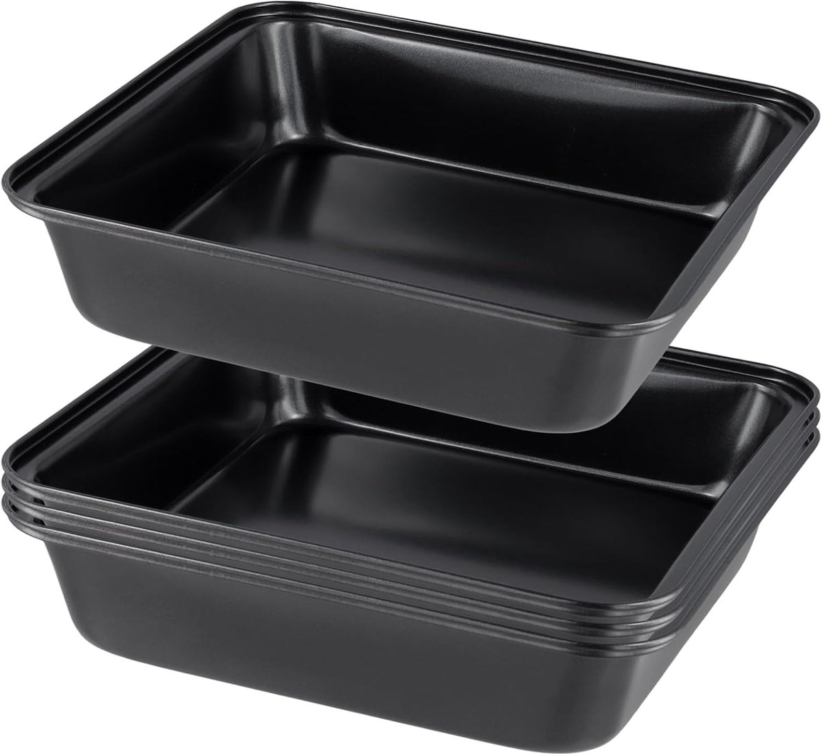 4 Pieces Baking Moulds, Square, 21 x 21 x 2 cm, Black, Square Oven Mould, Small Oven Plate, Non-Stick Coating, Baking - ShopVlot