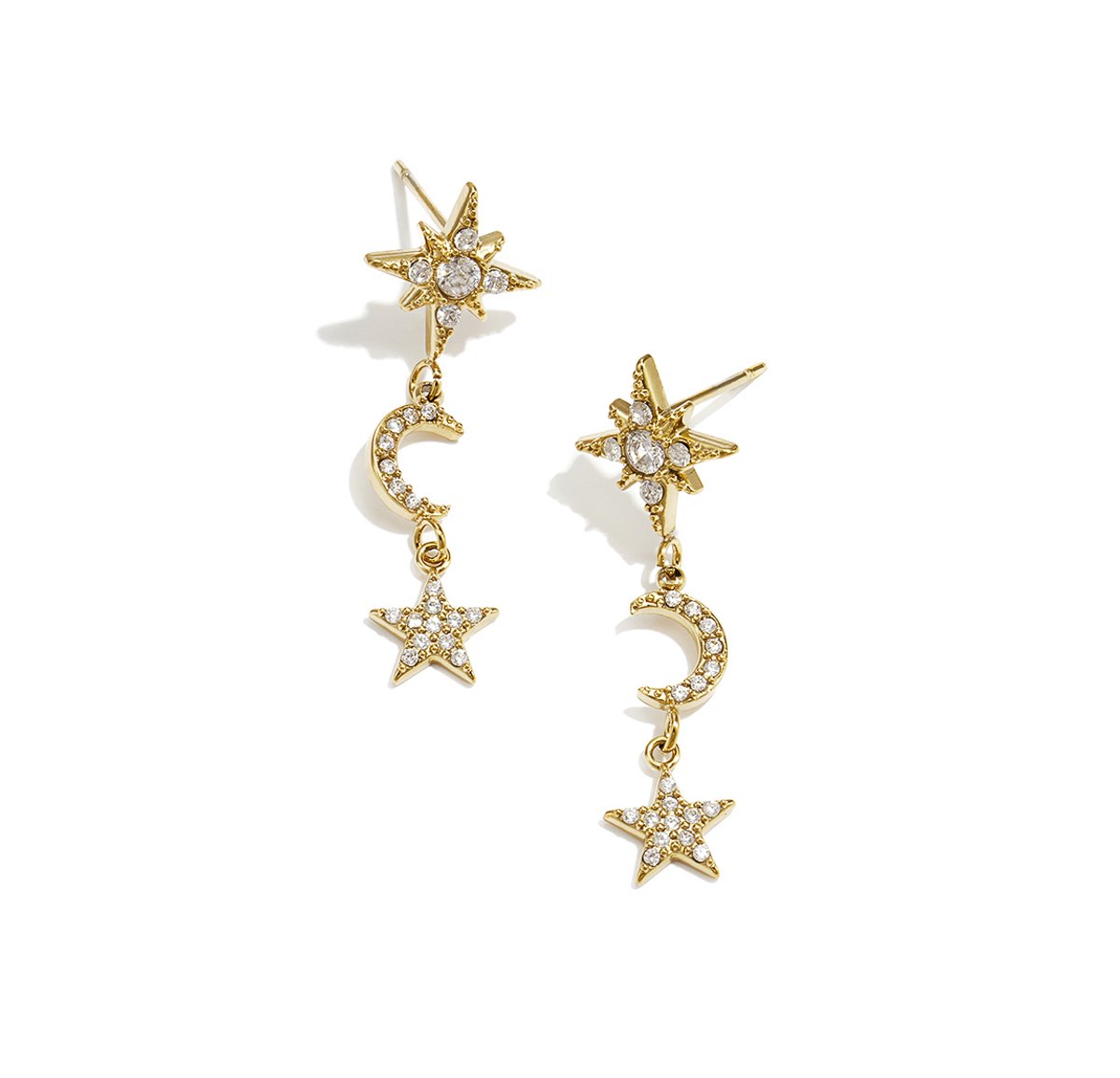 Oorbellen ster en maan - Dangle earrings - Galaxy - Waterproof, kleurvast - 5.2 Centimeter - Club Spice Collectie - Damesdingetjes
