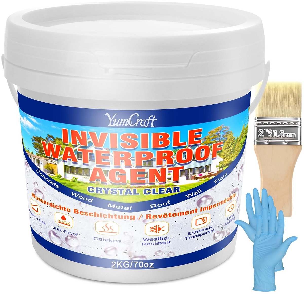Transparent waterproof coating agent, 2 kg liquid plastic sealant, waterproof, invisible, waterproof leakage compound - ShopVlot