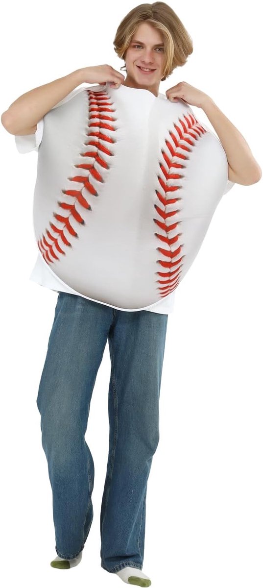 Adult Baseball Costume - Giant Round Novelty Foam Dress Up Outfit for Men and Women - ShopVlot