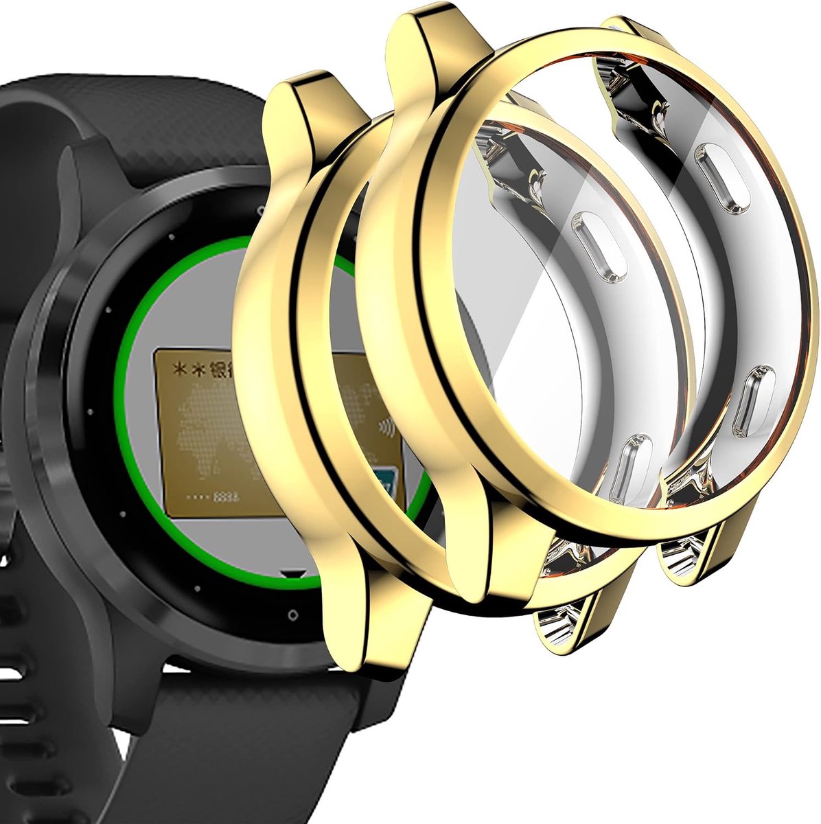[2 Pieces] Case Compatible with Garmin vivoactive 4s 40mm/Venu 2s, Gold All-round Protective Case with Screen - ShopVlot