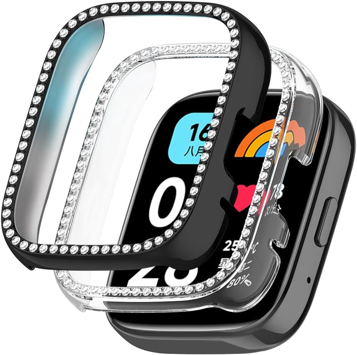 [2 Piece] Glitter Diamond Case for redmi watch3 active/lite, Hard PC Bumper Case with Bling Protective Case Cover - ShopVlot