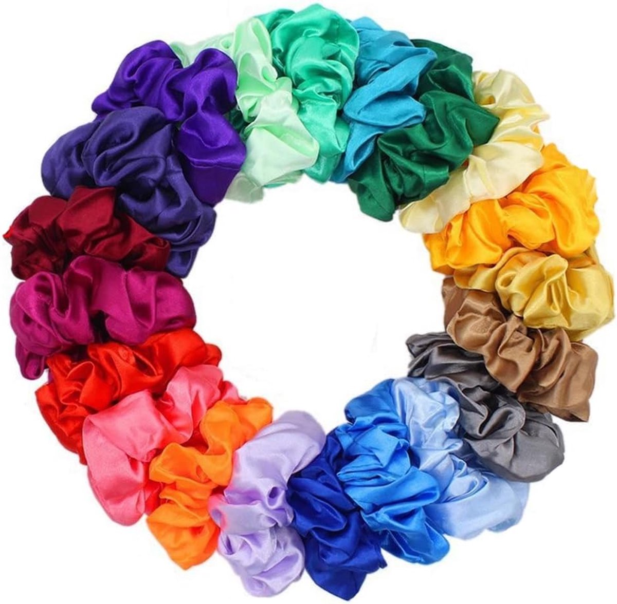 Scrunchies 20 stuks XXL volumineuze zijden satijnen haarelastiekjes – haarvriendelijk voor vrouwen en meisjes, geen - ShopVlot