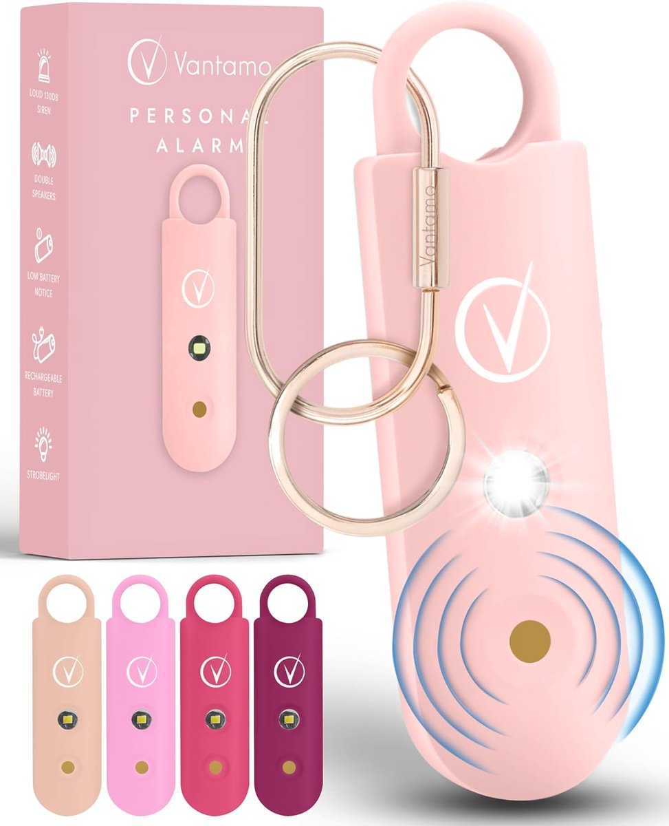 Vantamo Personal Alarm for Women - Extra Loud Dual Speakers, First with Low Battery Notification with Strobe Light - ShopVlot