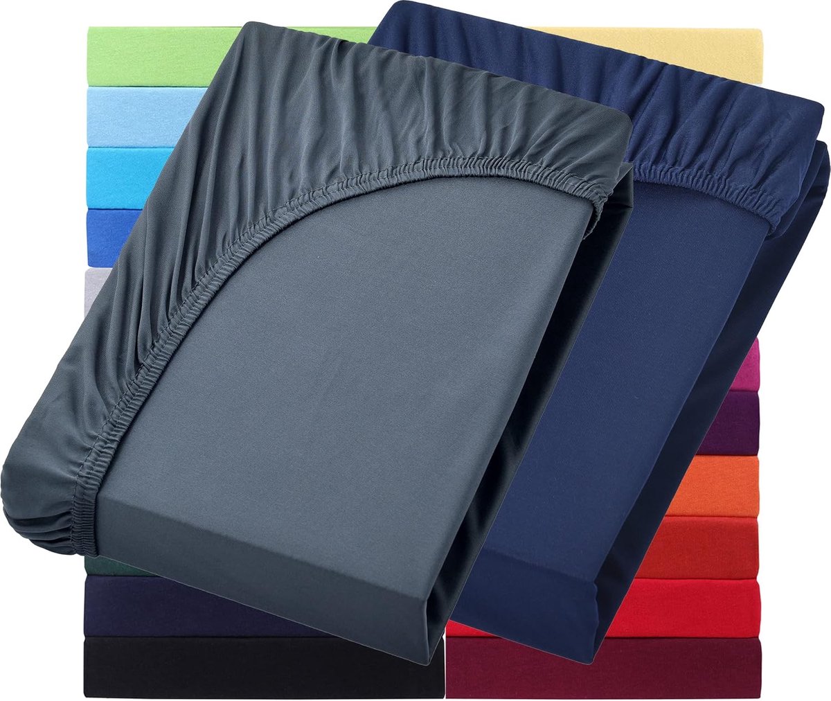 NatureMark Basic Set of 2 Jersey Fitted Sheets 90 x 190 cm - 100 x 200 cm - 25 cm Mattress Height - ShopVlot