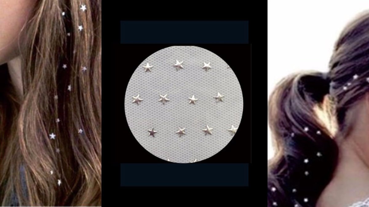 Hair jewellery hair charm sticker silver asterisks 2 sheet Pack - ShopVlot