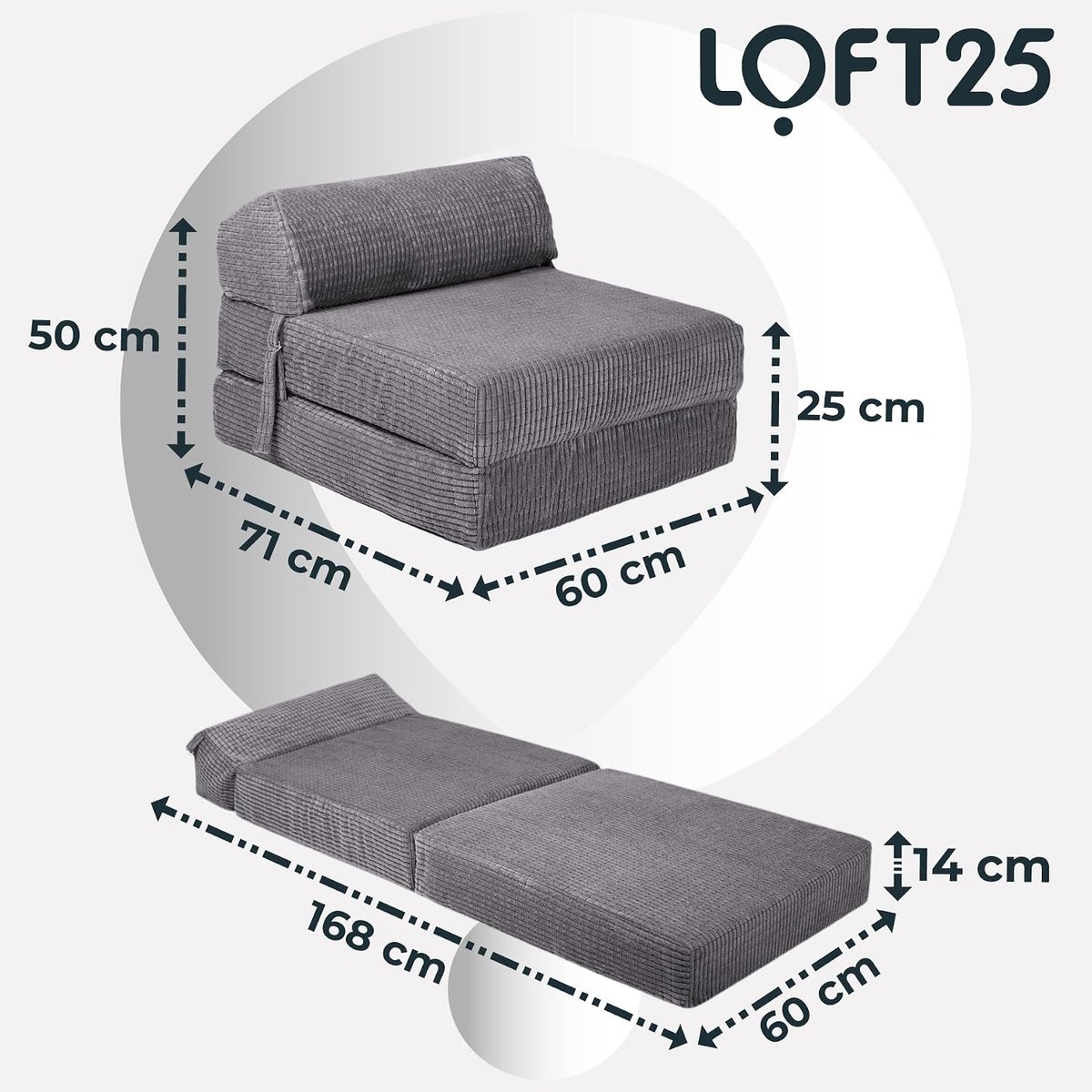 Loft 25 Folding Z Bed Mattress - Indoor Living Room Bedroom Portable Foldable Sofa Bed - ShopVlot