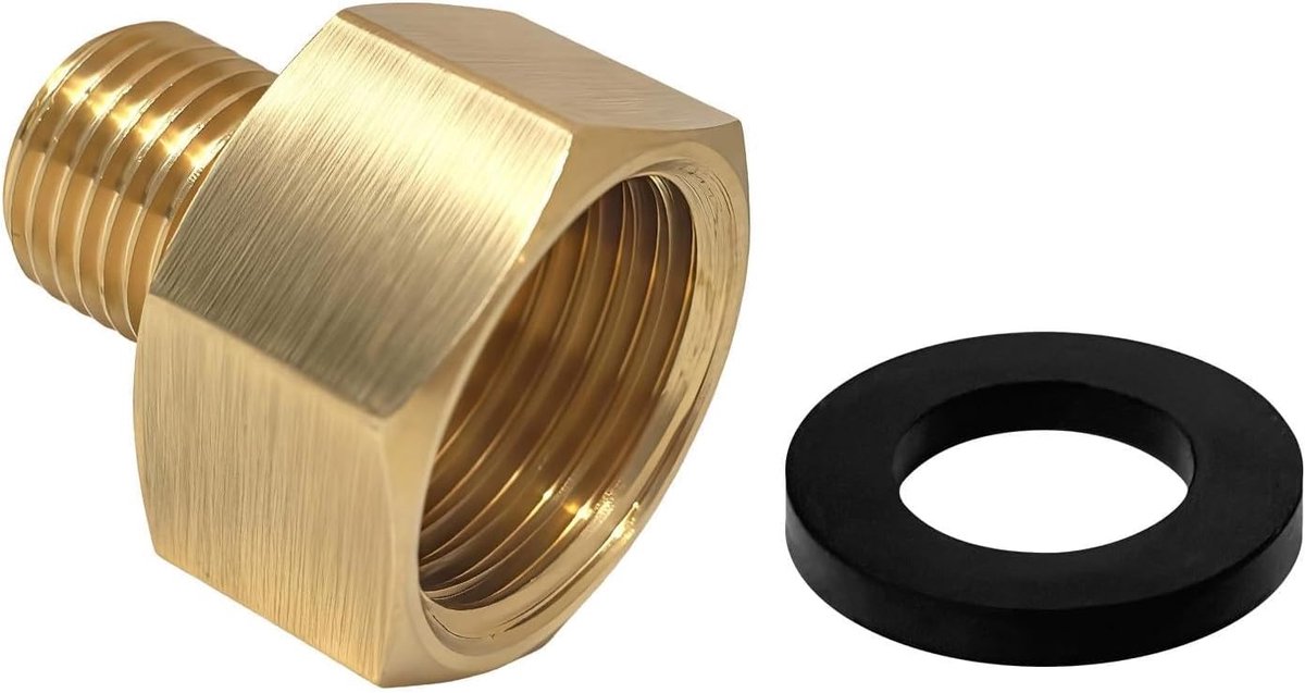 1 Gas Connector, 1/2 Inch Female Right to 1/4 Inch Male Left, Brass Adapter Jack for Air Gas Pipe, Cooling, HVAC - ShopVlot