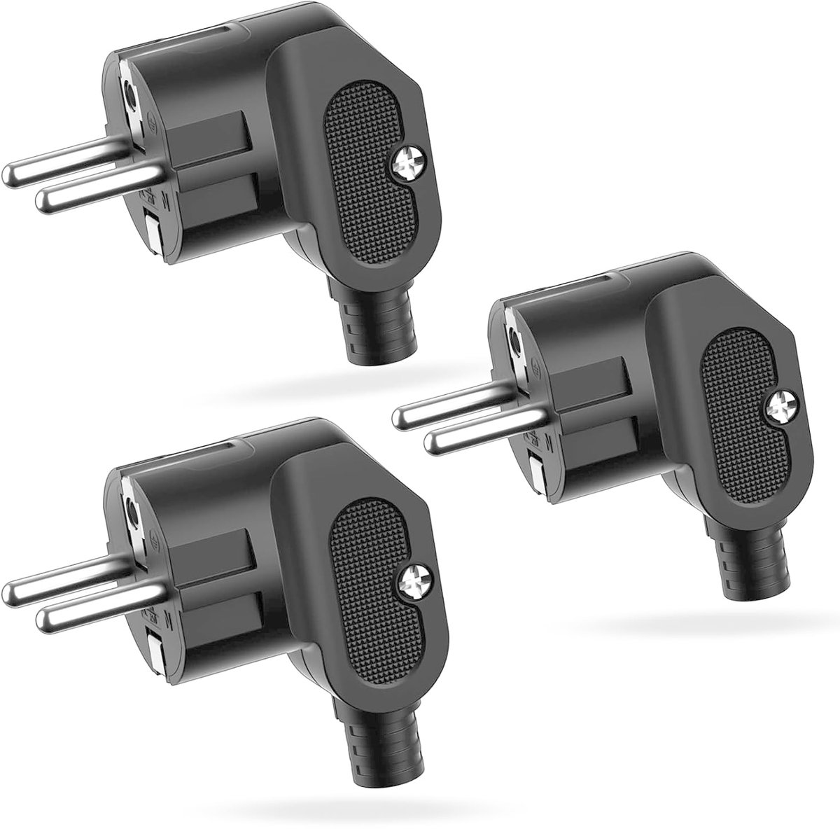 3 pieces Schuko Plugs, 250 V 16 A Earthed Plug Angle Plug Earthed Plug Socket with Earthed Contact IP20 for Home - ShopVlot