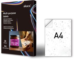 akaca Vinyl Paper Self-Adhesive A4 Printer 30 Sheets Matte White Self-Adhesive Printable Waterproof Tear-Resistant for - ShopVlot