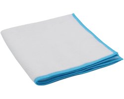 Microvezeldoek Gerecycled ChiaMo.nl Wit met Blauwe Rand 38 x 38 cm – 5 stuks (83% rPET)