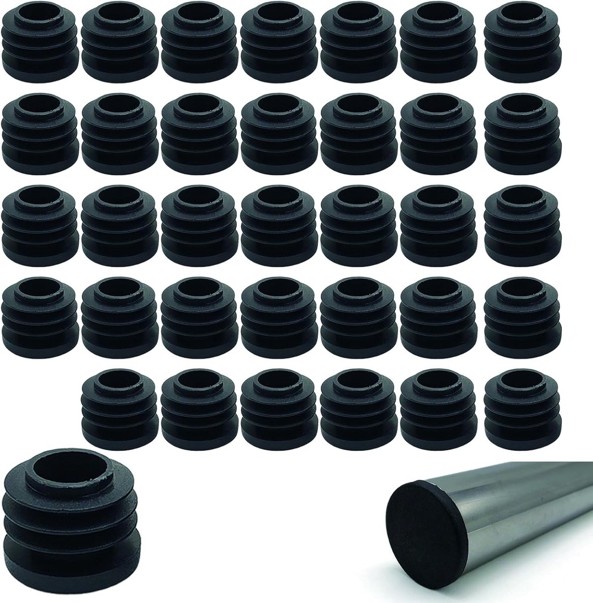 40 Pcs Round Black Tube Stops Tube Cover Made of High Quality Plastic Slat Stops Protective Caps for Chair, Sofa - ShopVlot