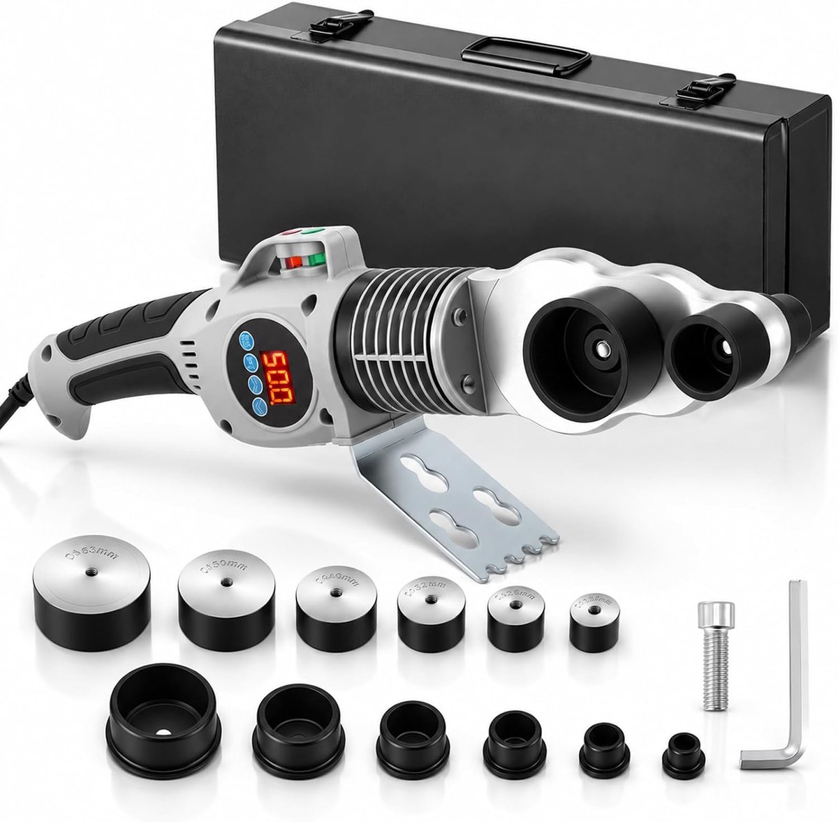 Muffenlasapparaat 1500W - PPR buislasapparaat voor Ø 20-63 mm, temperatuur instelbaar 100-320°C, incl. buisschaar 42 - ShopVlot