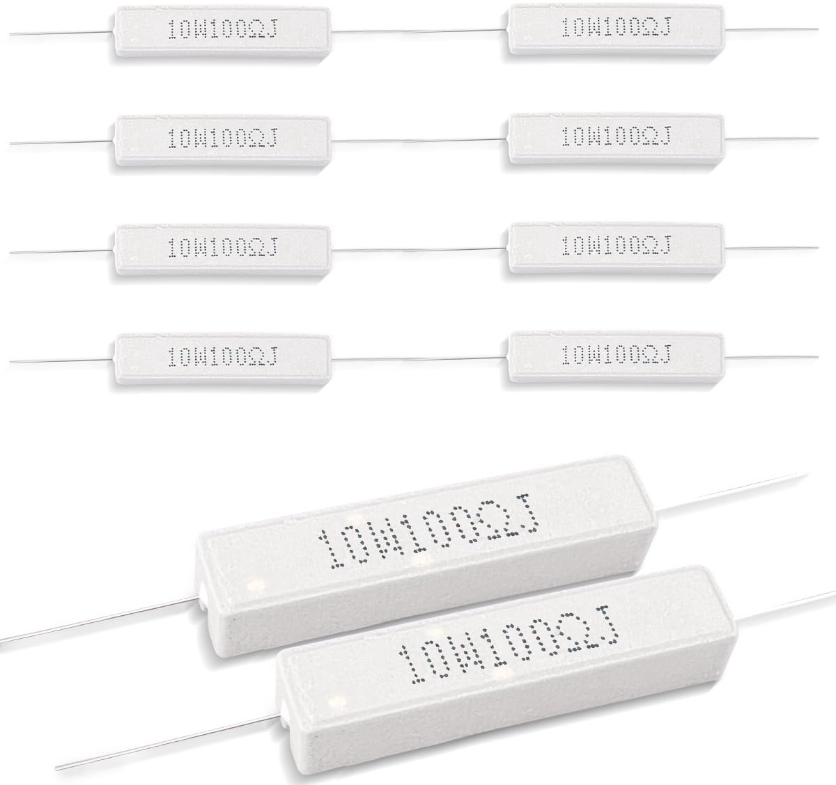 10 Pcs 10W 5% Tolerance 100 ohm Ceramic Cement Resistor For DIY Project And Experiments - ShopVlot