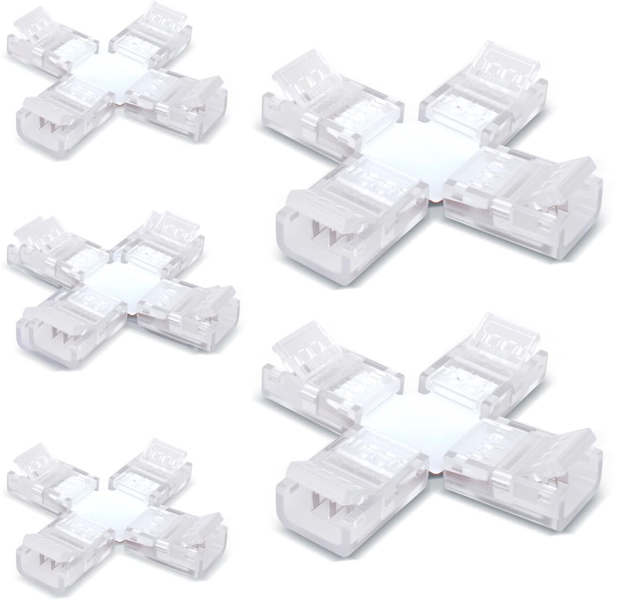 5 Pcs Strip Connector Wire Fast Connector for 10MM 3 Pin LED Light, Double Side Strip, Cross Type - ShopVlot