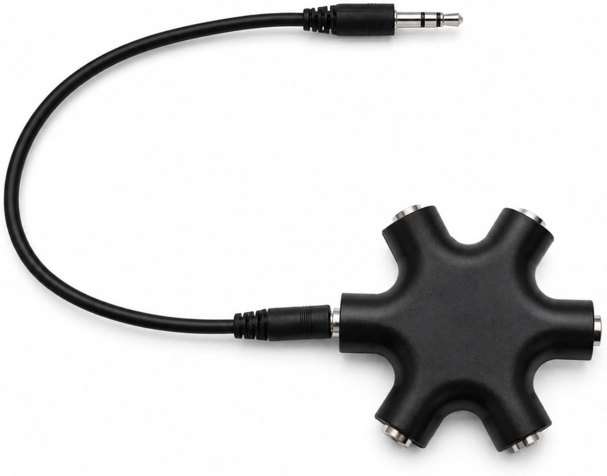 QLK 5 jack multikoptelefoon audio splitter spuitgieten met hoofdtelefoonsplitter ontworpen om tot vijf apparaten voor - ShopVlot