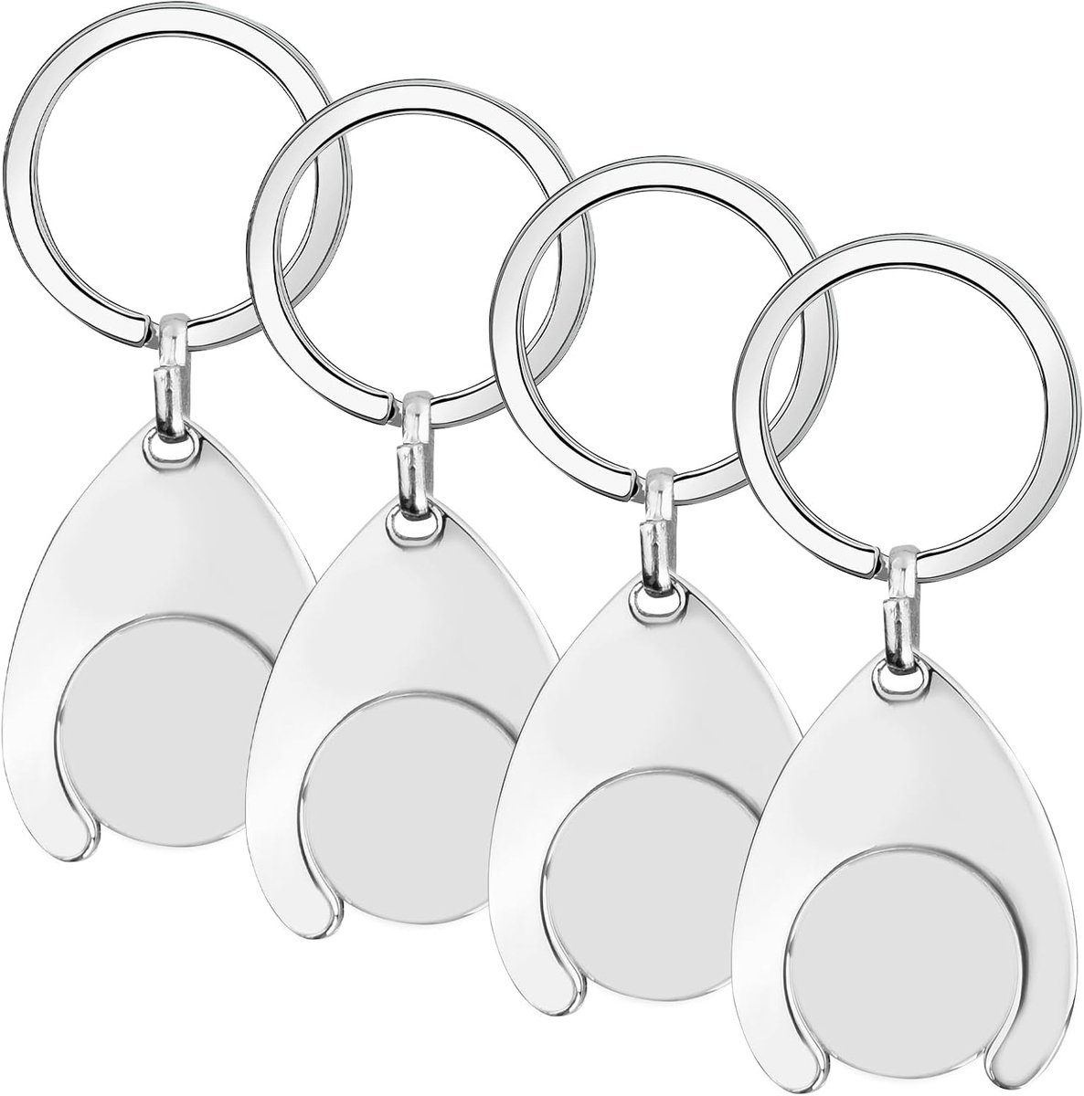 Set of 4 Shopping Cart Coins with Robust Metal Keychain - Made Easy Shopping - ShopVlot