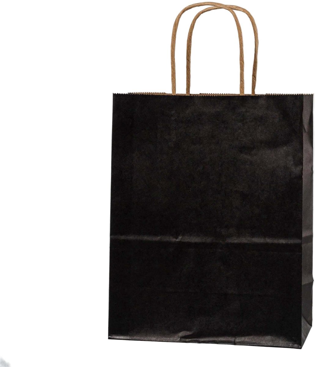 Papieren Draagtas - 60 Stuks -Zwart- 31x42x12cm - Papieren Tasjes - Kraft Tas - Tassen - Cadeau Tas - Hoogwaardig Kraft Papier - Eco-vriendelijk - Ideaal voor Geschenken - Lasentopack