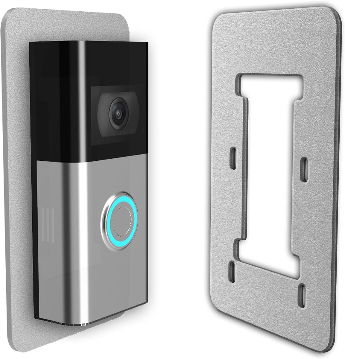 Wall Plate Compatible with Battery Video Doorbell Plus/Pro & Doorbell 1/2/2. Gen/3/3 Plus/4 (Grey Metal) - ShopVlot