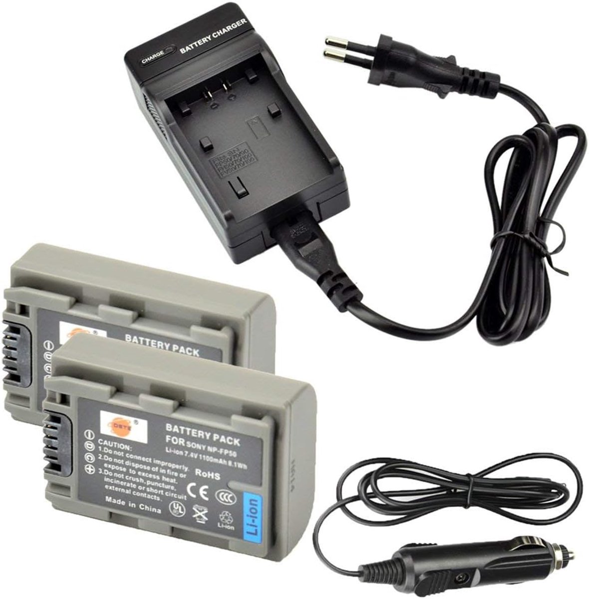 DSTE® Replacement Battery and DC04E Travel Charger Compatible with Sony NP-FP50 DCR-30 DCR-DVD103 DCR-DVD105 - ShopVlot