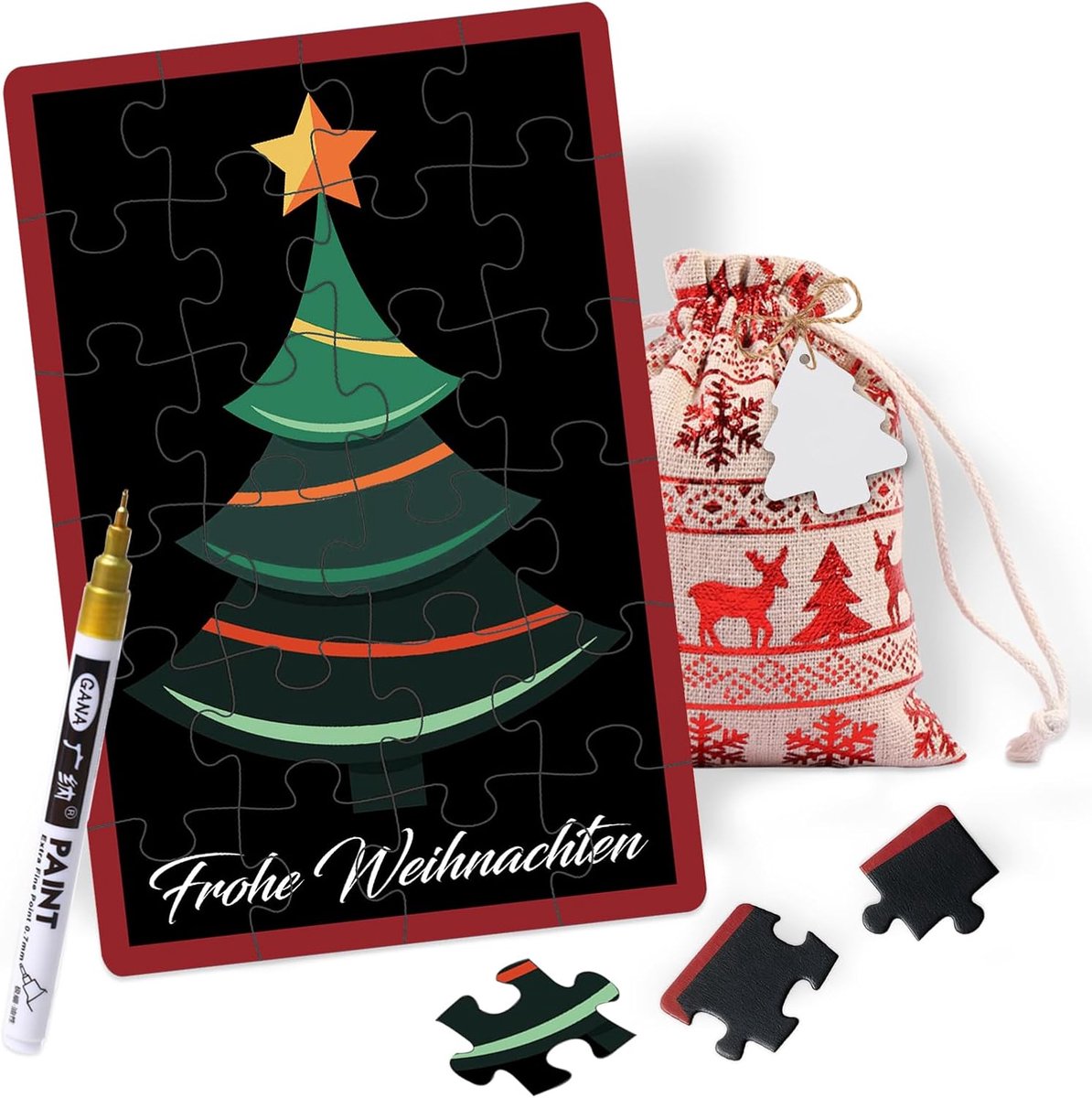 SPERMUOY Voucher puzzel Kerstmis, raadsels kerstkaart met kerstboom - ShopVlot