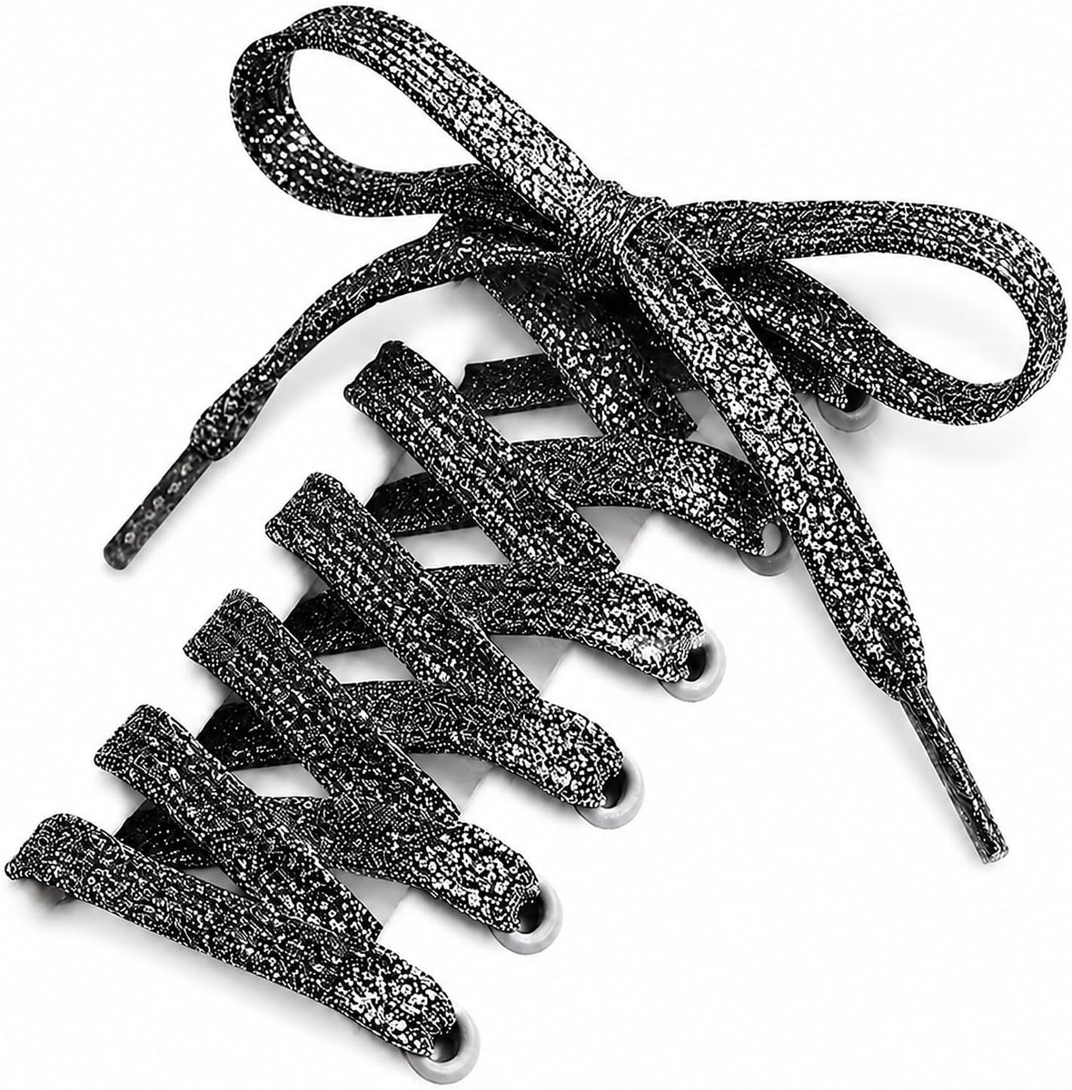 Platte metalen veters, 2 paar, 120 cm, 9 mm - Duurzaam gevlochten polyester, glanzend metaalgaren, voor sneakers en - ShopVlot