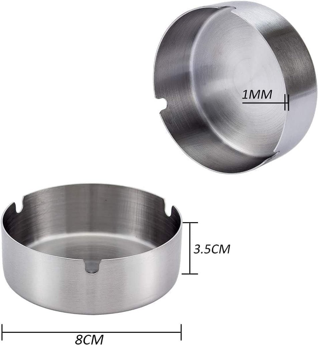 8 Pieces Stainless Steel Ashtray Ashtray for Bar, Restaurant, Bedroom, Outdoor, Round - ShopVlot