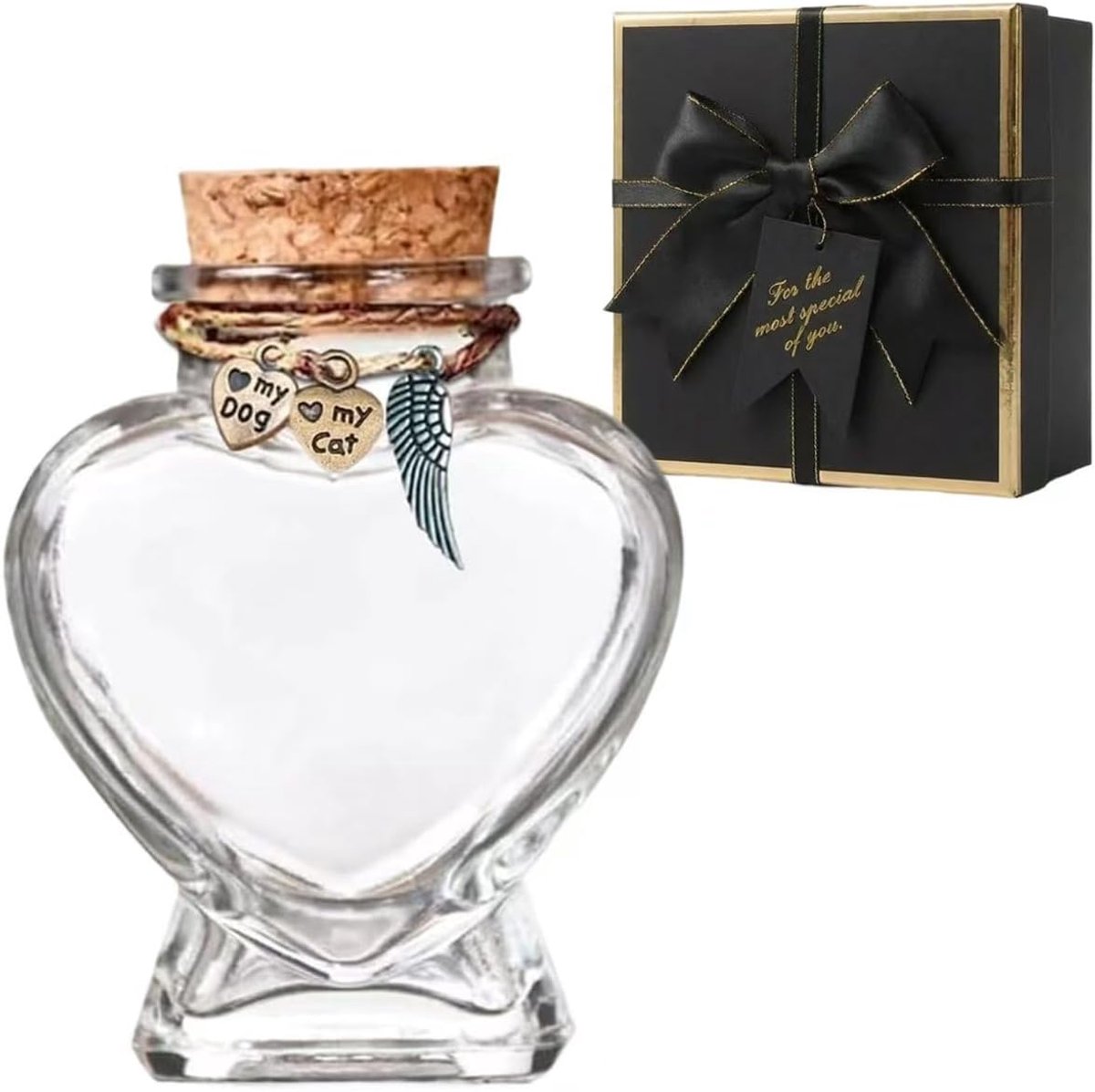 Herdenkingsfles voor dierenharen, mini-urn, huisdier, herdenkingsfles van glas, glazen herinneringsfles met - ShopVlot