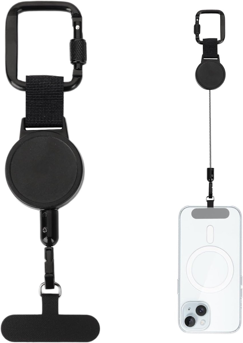 Intrekbare telefoonhouder met diefstalbeveiliging, veiligheidsgordel met riemclip en koord, outdoor - ShopVlot