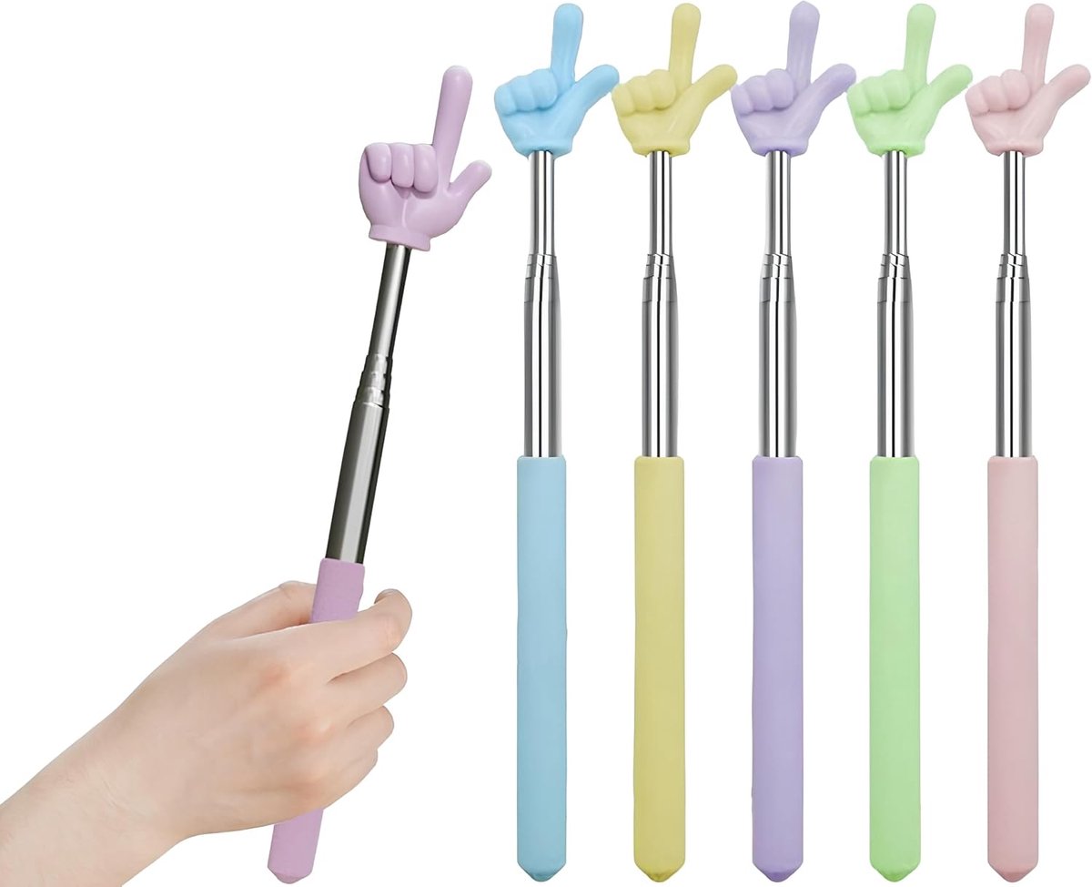 5 Finger Hands, Pull-Out Instruction Hand Made of Stainless Steel, Mini Handle Pen, Finger Point, Teacher Hand for - ShopVlot