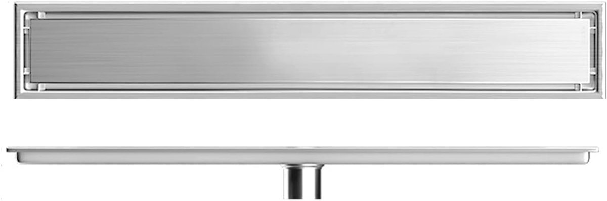 Rechthoekige vloerafvoer, 10 x 40 cm, doucheafvoer, waterbarrièrefunctie, voorkomt verstopping, roestvrij staal - ShopVlot